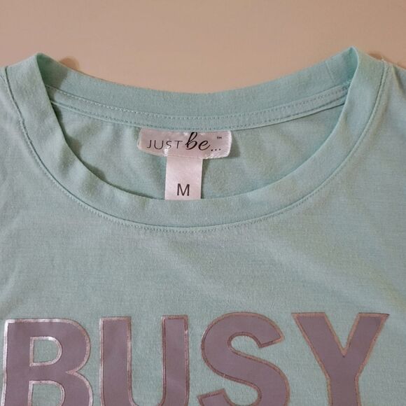 Just Be Women's Aqua Long Sleeve Crewneck Graphic Front Shirt - Picture 7 of 10